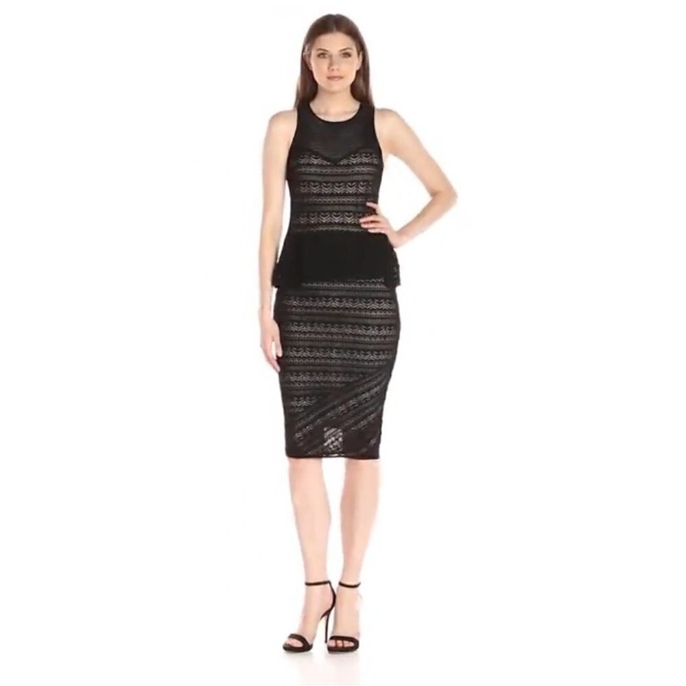 NWT RACHEL Rachel Roy Black Fitted Lace Peplum Sexy Bodycon Dress